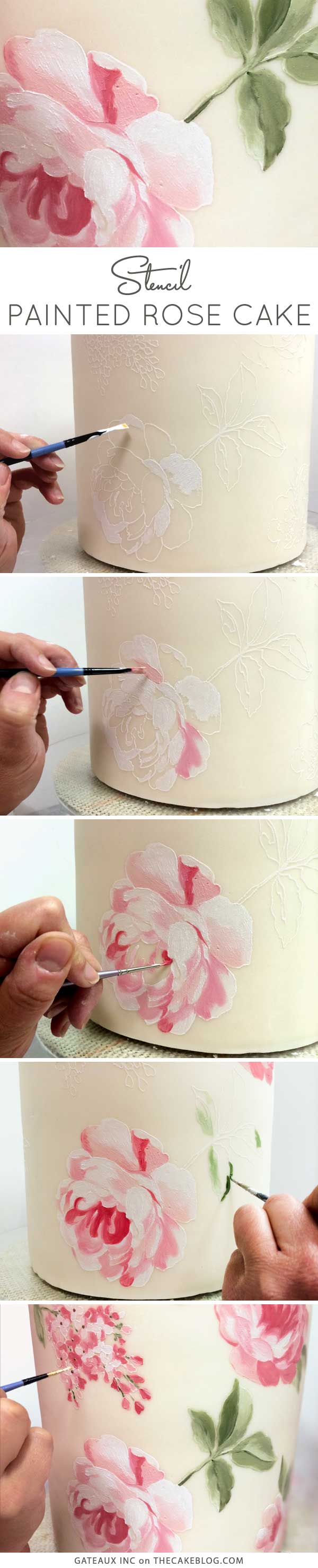 How to stencil-paint a cake | Learn how from Gateaux Inc on TheCakeBlog.com
