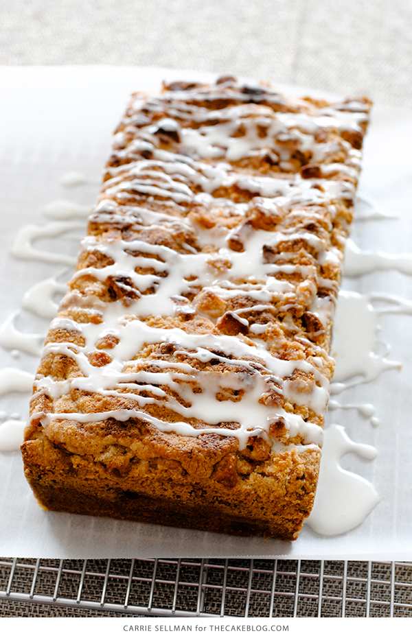 Apple Crumb Cake with chunks of fresh apple, cinnamon and a double crumble topping | Carrie Sellman for TheCakeBlog.com