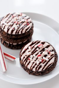 Brownie Cookies with Candy Cane Kisses Frosting | Carrie Sellman for TheCakeBlog.com