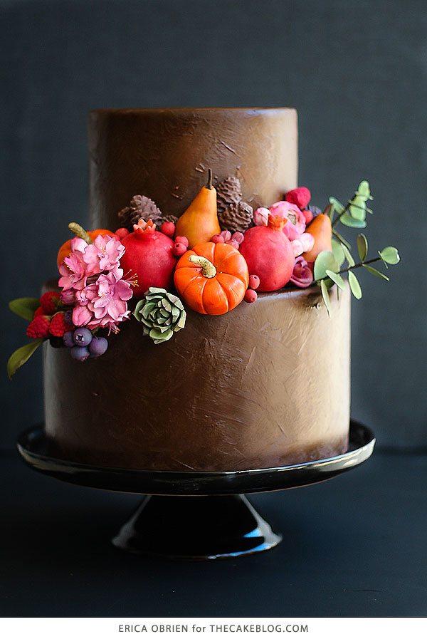 Chocolate Painted Cake  |  dramatically dark fall cake inspiration | by Erica OBrien for TheCakeBlog.com