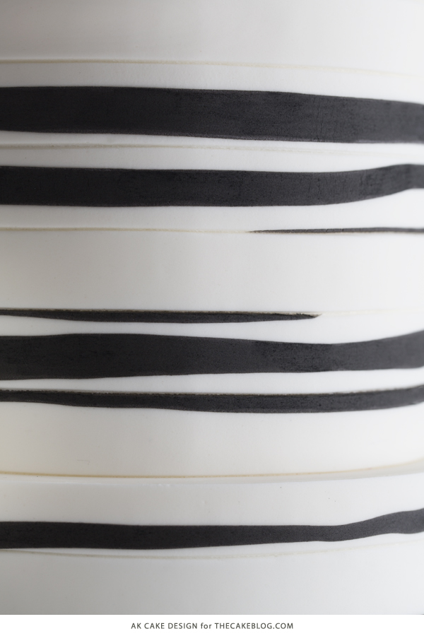 2015 Wedding Cake Trends | including this black & white organic striped cake by AK Cake Design | on TheCakeBlog.com