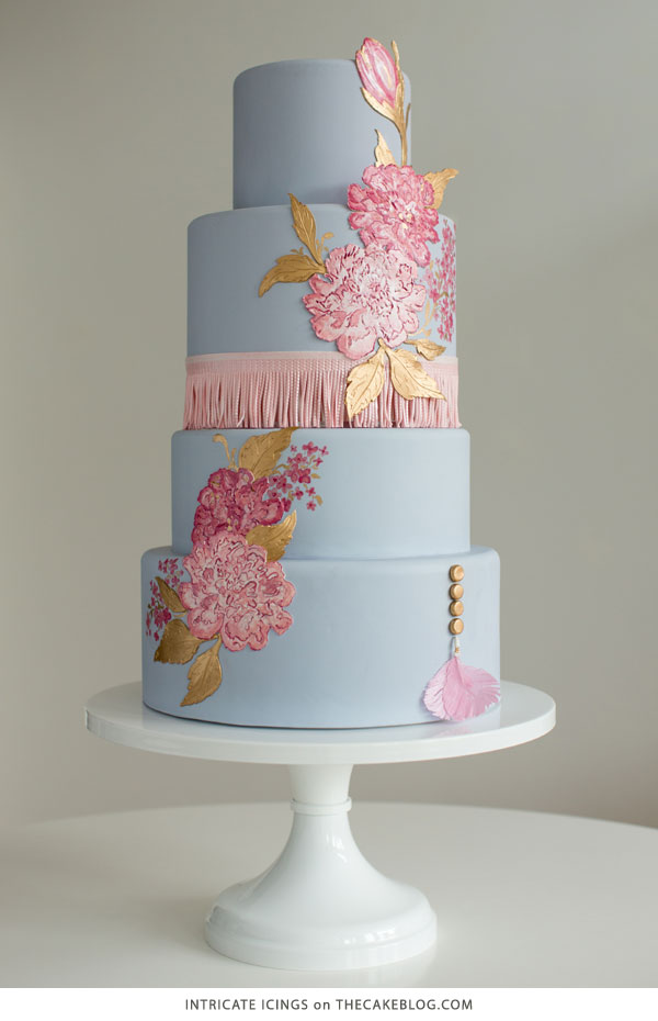 2015 Wedding Cake Trends | including this design by Intricate Icings | on TheCakeBlog.com
