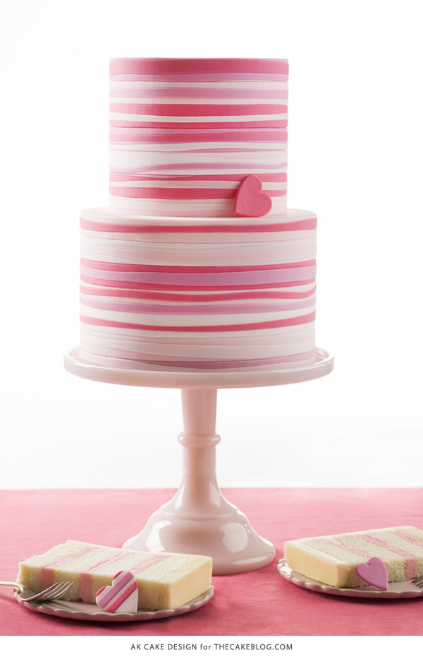 Pink Striped Heart Cake | by AK Cake Design for TheCakeBlog.com