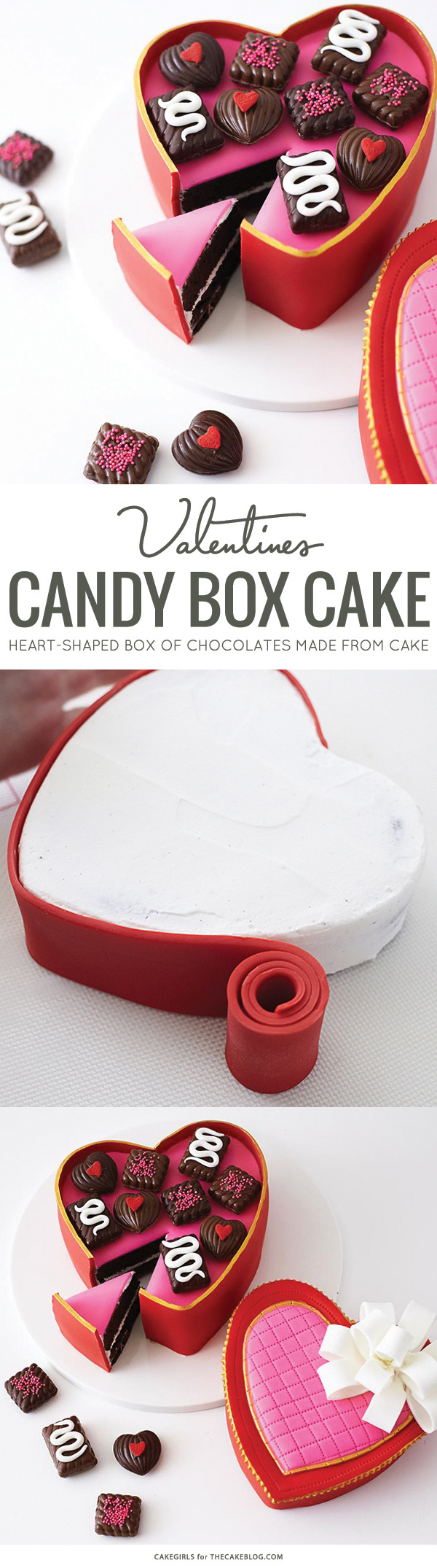 How to make a Valentine's Heart Candy Box Cake | by Cakegirls for TheCakeBlog.com