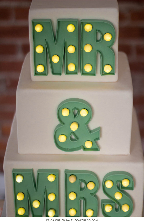 Mr & Mrs Marquee Letters Cake | by Erica OBrien for TheCakeBlog.com