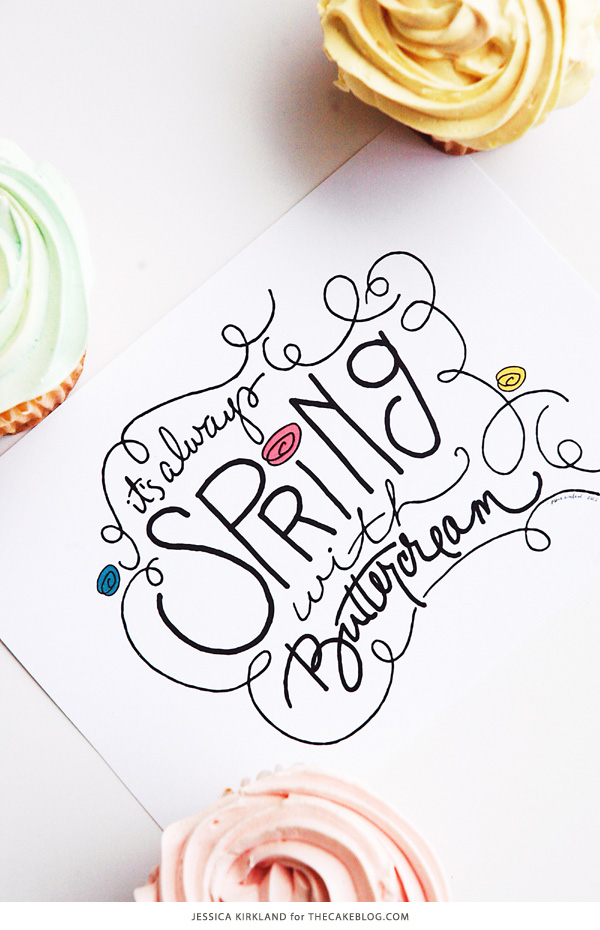 It's Always Spring with Buttercream | Free Art Print | by Jessica Kirkland for TheCakeBlog.com
