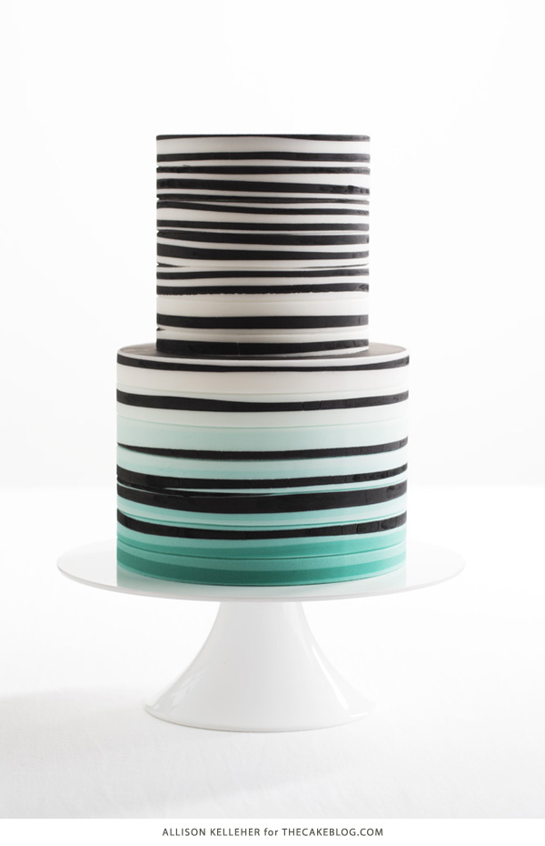 Black and White Stripes with a splash of color | by Allison Kelleher for TheCakeBlog.com