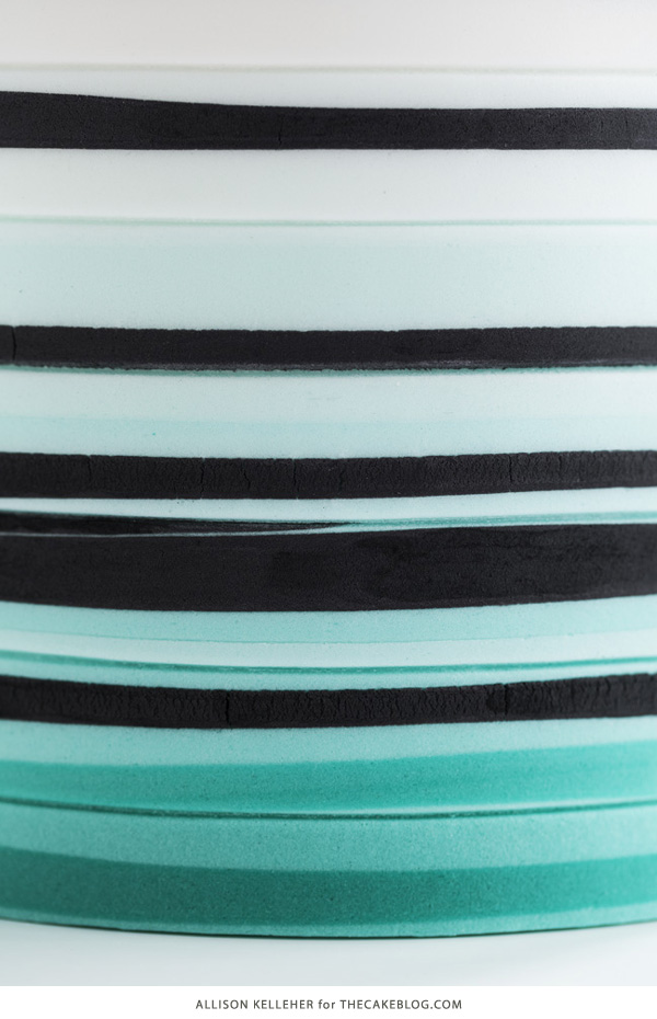 Black and White Stripes with a splash of color | by Allison Kelleher for TheCakeBlog.com