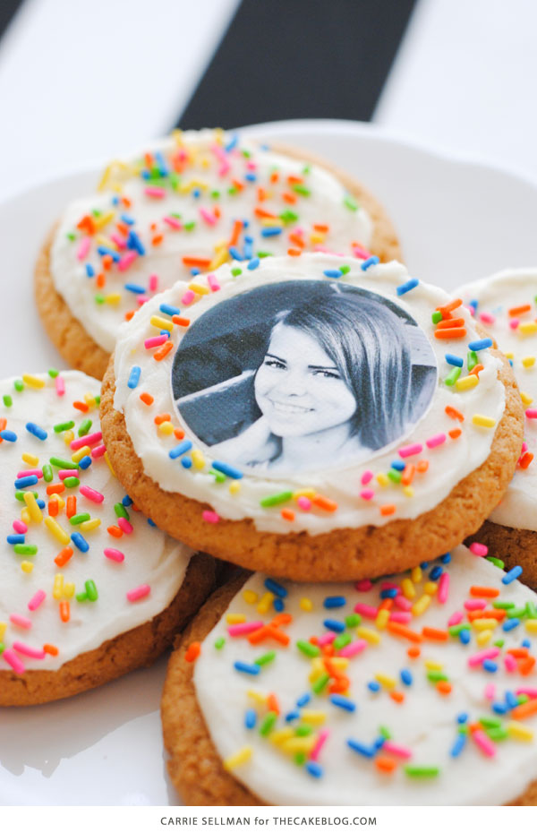Graduation Party Desserts including these DIY photo cookies of the graduate | by Carrie Sellman for TheCakeBlog.com