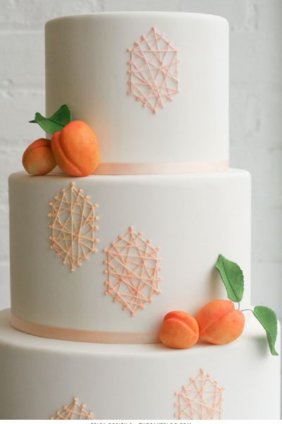 Peach String Art Cake