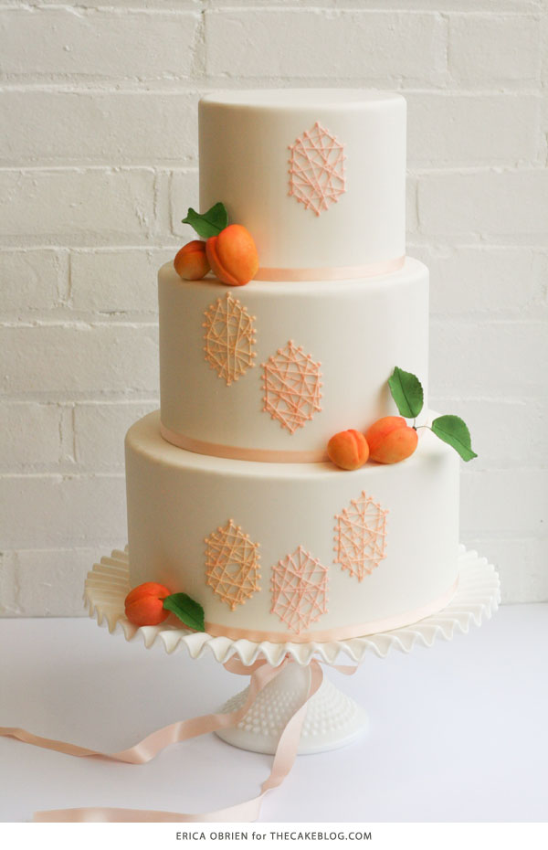 Peach String Art Cake | by Erica OBrien for TheCakeBlog.com