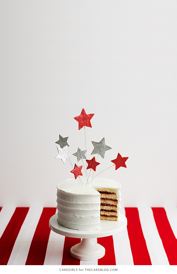 How to make glittery, star shaped cake toppers on wire. An easy cake decoration that can be made in advance | by Cakegirls for TheCakeBlog.com