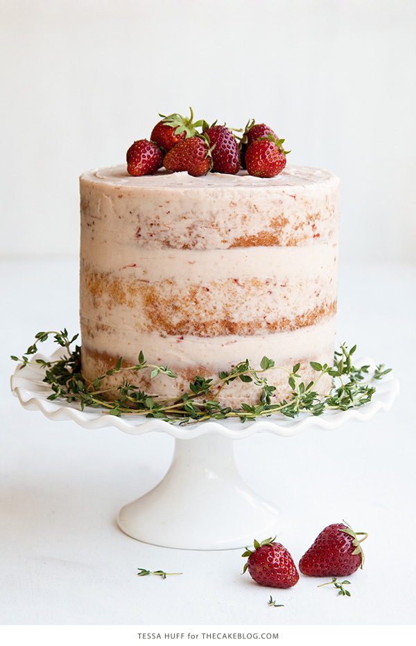 Strawberry Thyme Cake | by Tessa Huff for TheCakeBlog.com