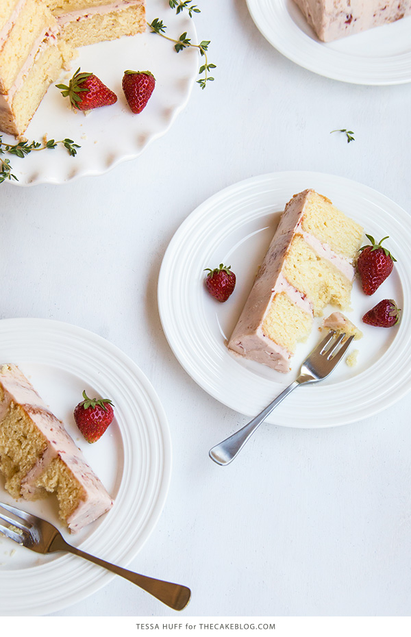 Strawberry Thyme Cake | by Tessa Huff for TheCakeBlog.com