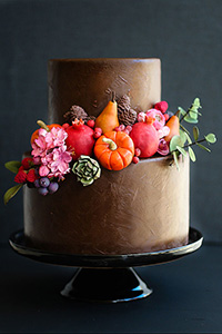 Chocolate Painted Cake | dramatically dark fall cake inspiration | by Erica OBrien for TheCakeBlog.com