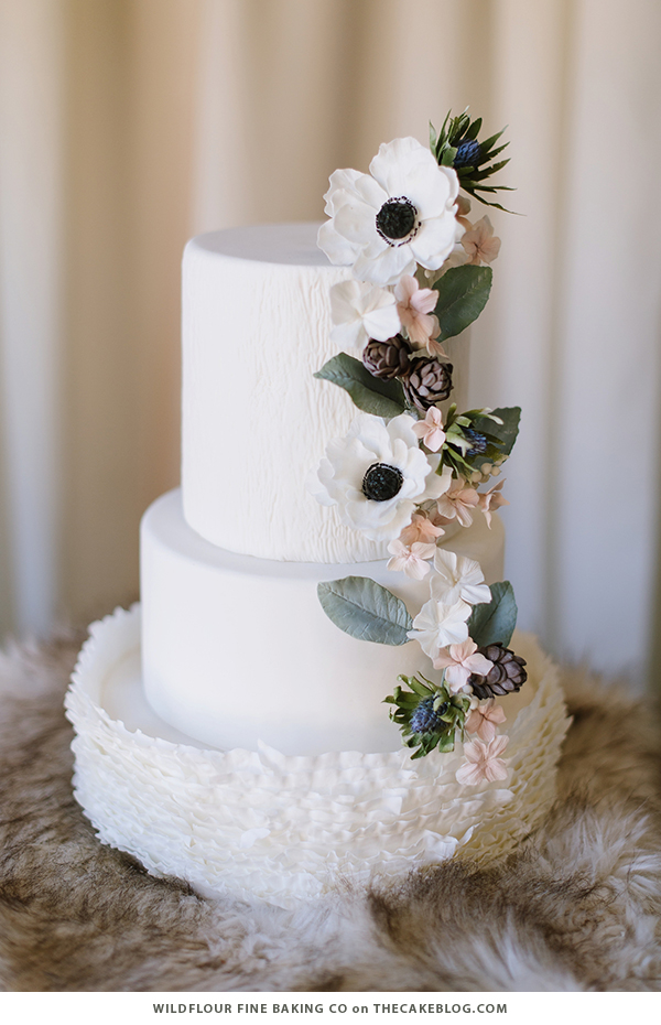 10 Wintry White Cakes | including this design by Wildflour Fine Baking Co | on TheCakeBlog.com