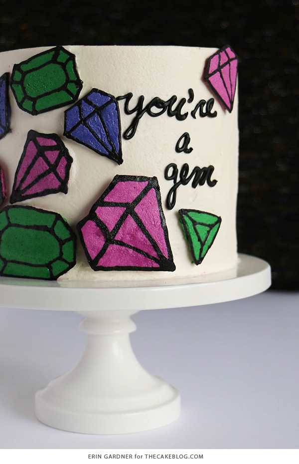 You're A Gem Cake with buttercream transfer tutorial | by Erin Gardner for TheCakeBlog.com