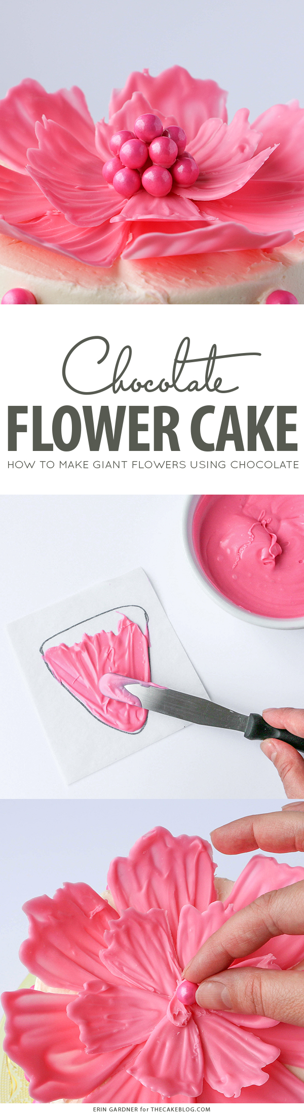 DIY Chocolate Flowers. How to make chocolate flowers to top cakes and cupcakes. | By Erin Gardner for TheCakeBlog.com