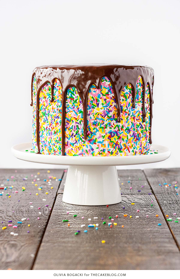 Funfetti Cake - homemade funfetti layer cake recipe | by Olivia Bogacki for TheCakeBlog.com #cake #funfetti #birthday #sprinkles
