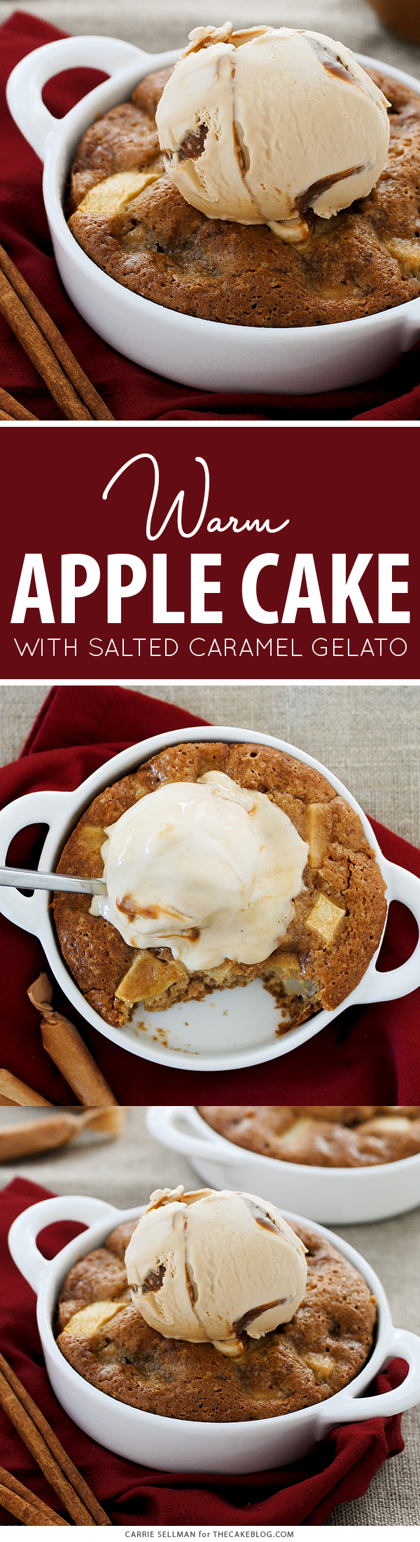 Warm Apple Cake with Salted Caramel Gelato | by Carrie Sellman for TheCakeBlog.com