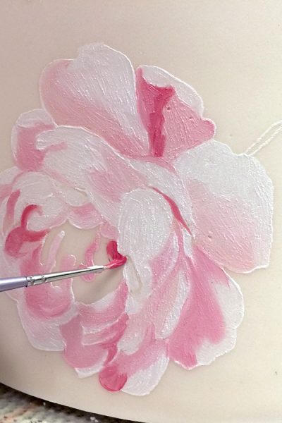 Stencil-Painted Rose Cake