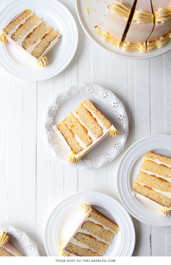 Lemon Honey Apricot Cake - lemon cake paired with honey buttercream and apricot jam | by Tessa Huff for TheCakeBlog.com