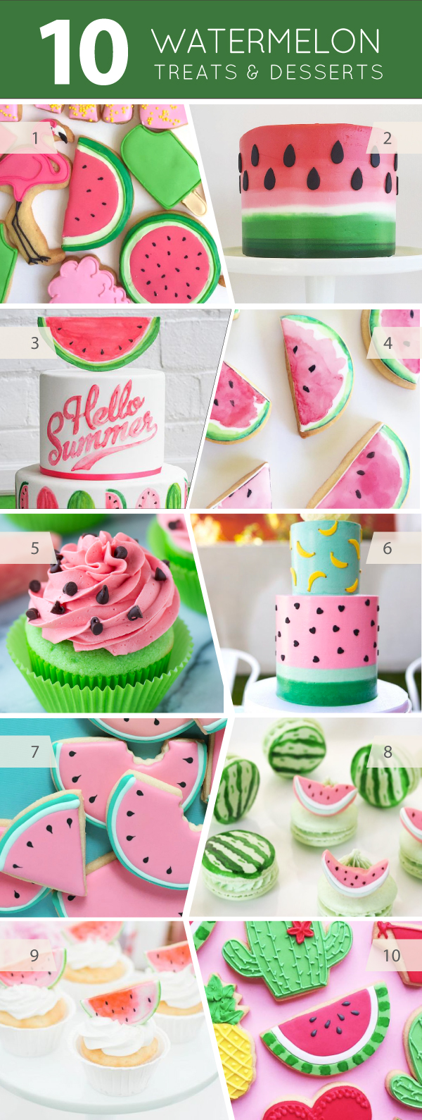 10 Watermelon Treats - cakes, cupcakes, cookies, macarons and desserts for watermelon lovers | on TheCakeBlog.com