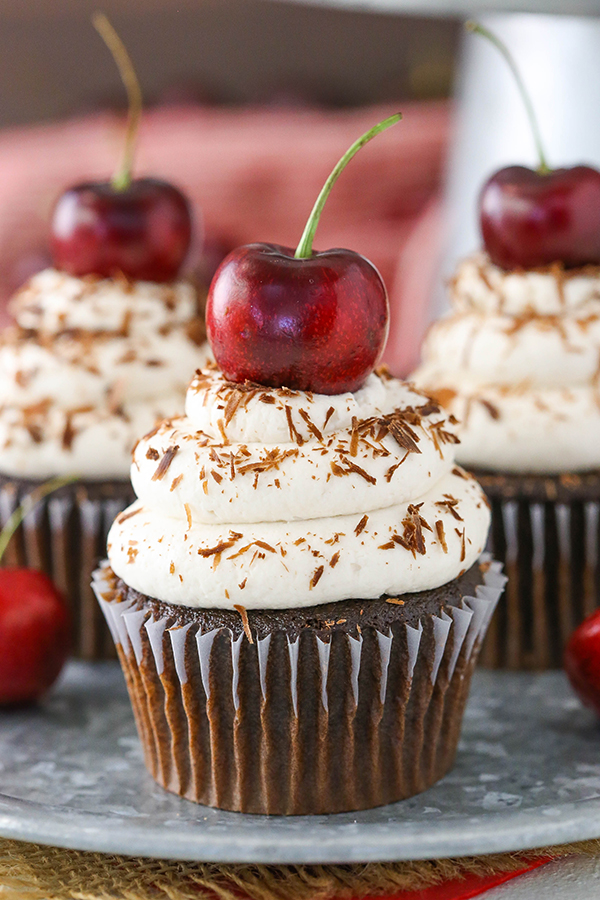 black forest cupcakes with ganache