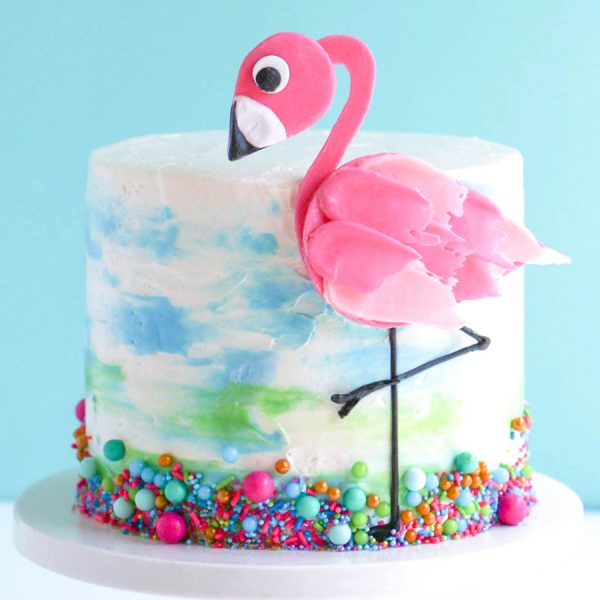 simple flamingo cake