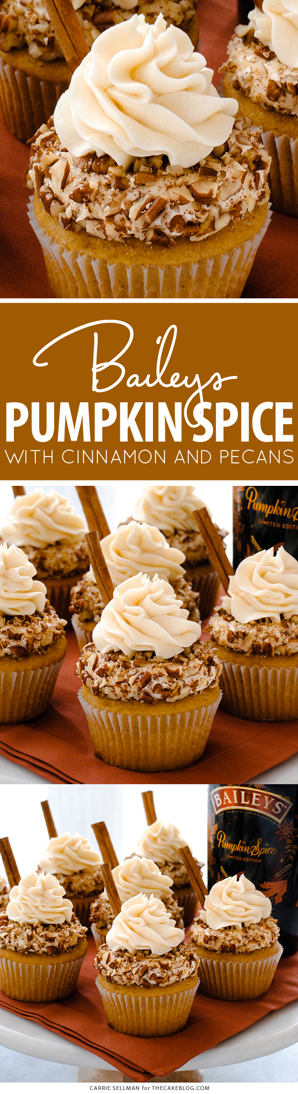 Bailey's Pumpkin Spice Cupcakes | by Carrie Sellman for TheCakeBlog.com