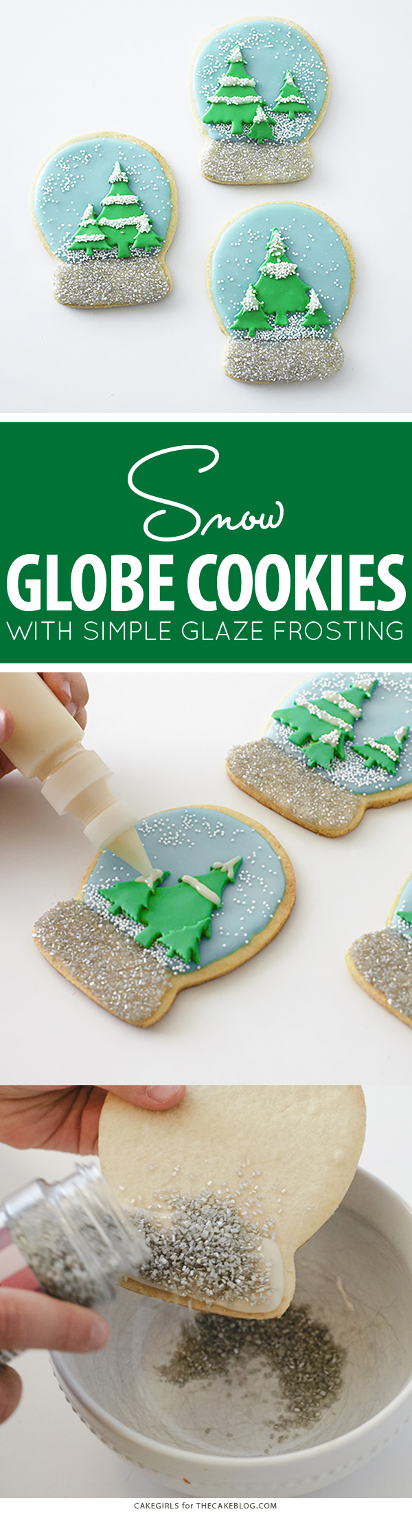 Snow Globe Cookies - decorated sugar cookies for the holidays | by Cakegirls for TheCakeBlog.com