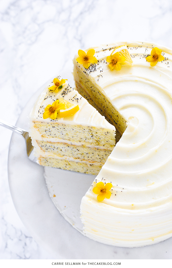 Lemon Poppy Seed Cake | by Carrie Sellman for TheCakeBlog.com #cake #lemon #lemonpoppyseed