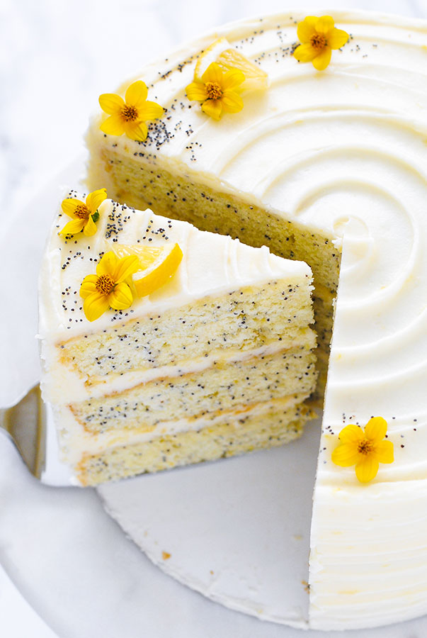 Lemon Poppy Seed Cake | by Carrie Sellman for TheCakeBlog.com #cake #lemon