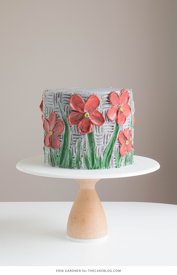 Buttercream Palette Knife Painted Cake - how to paint a cake using buttercream frosting, a spatula and an oil painting technique | by Erin Gardner for TheCakeBlog.com