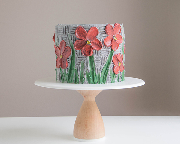 Buttercream Palette Knife Painted Cake - how to paint a cake using buttercream frosting, a spatula and an oil painting technique | by Erin Gardner for TheCakeBlog.com