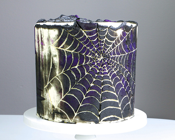 Spiderweb Cake - how to make an easy spiderweb cake with buttercream | by Erin Gardner for TheCakeBlog.com