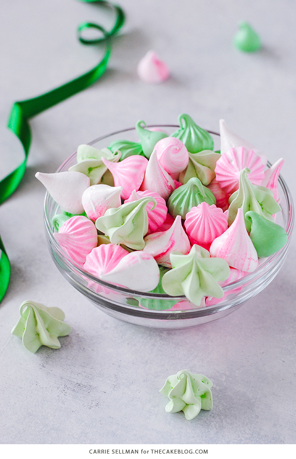 Meringue Kisses - melt in your mouth mini meringue cookies that are light as air, naturally low calorie, dairy free, gluten free and soy free | by Carrie Sellman for TheCakeBlog.com