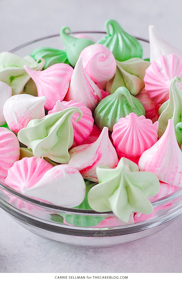 Meringue Kisses - melt in your mouth mini meringue cookies that are light as air, naturally low calorie, dairy free, gluten free and soy free | by Carrie Sellman for TheCakeBlog.com