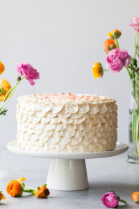 Orange Salted Honey Cake - orange cake with a salted honey custard and a piped petal honey buttercream | by Tessa Huff for TheCakeBlog.com
