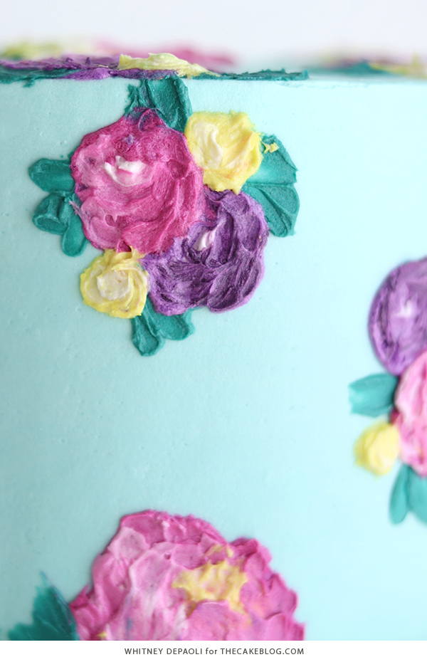 Painted Buttercream Flower Cake | by Whitney DePaoli for TheCakeBlog.com