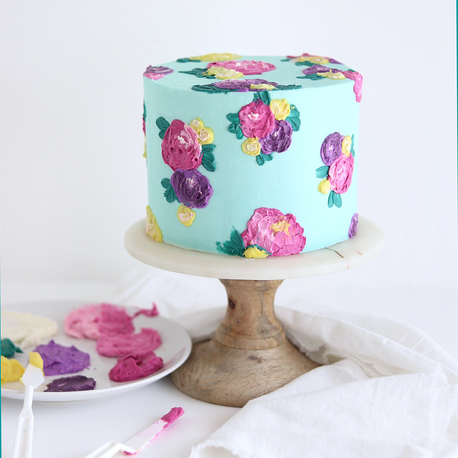 Painted Buttercream Flower Cake | The Cake Blog