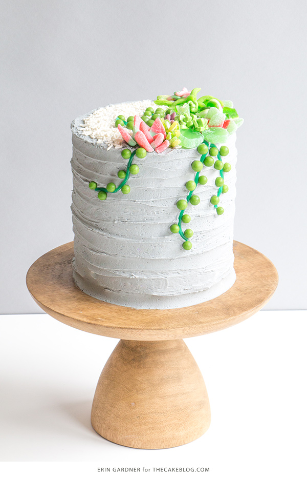 Candy Succulent Cake - how to make a succulent cake with edible candy succulents | by Erin Gardner for TheCakeBlog.com