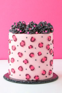 Leopard Print Buttercream Cake - how to make a pink leopard print cake using buttercream frosting | by Erin Gardner for TheCakeBlog.com