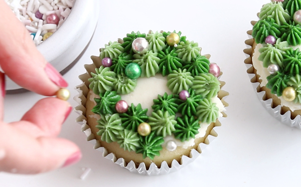 Christmas Wreath Cupcakes | by Whitney DePaoli for TheCakeBlog.com