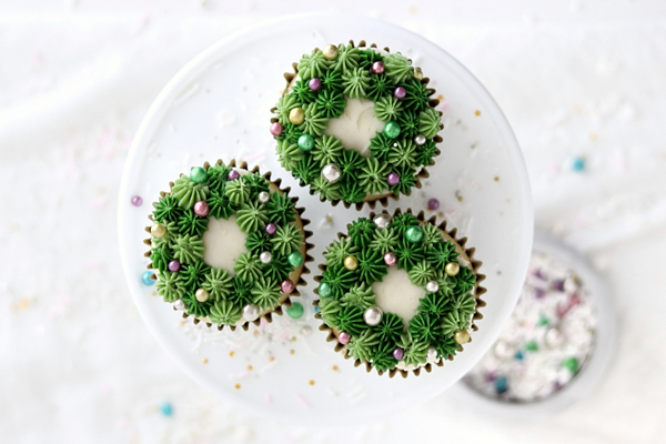 Christmas Wreath Cupcakes | by Whitney DePaoli for TheCakeBlog.com